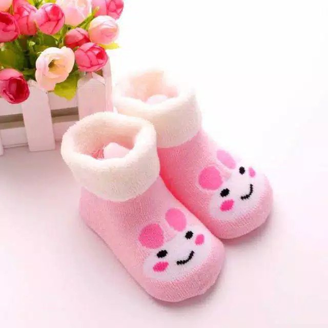 HappyOliver WHITEPINK RABBIT Kaos Kaki Anak Bayi Laki Laki Perempuan Newborn - 2 Tahun Import