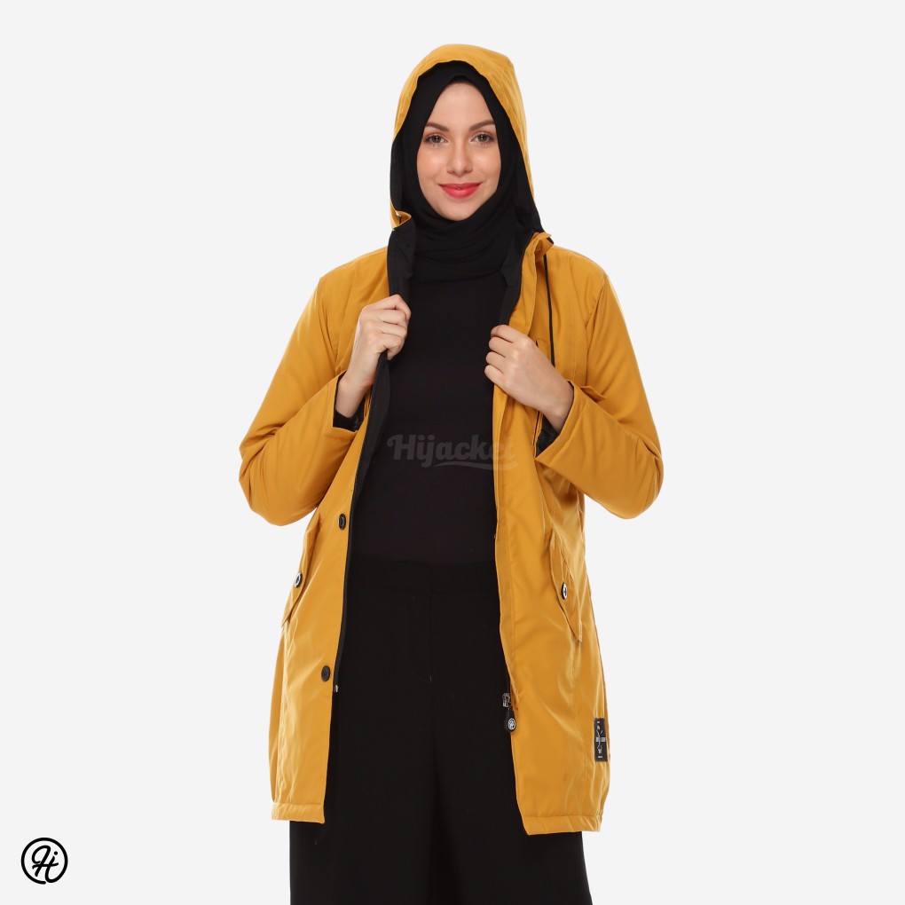 NEW FOR HIJABER JAKET PARKA WANITA HIJACKET IXORA UKURAN L - XL WARNA KUNING-1