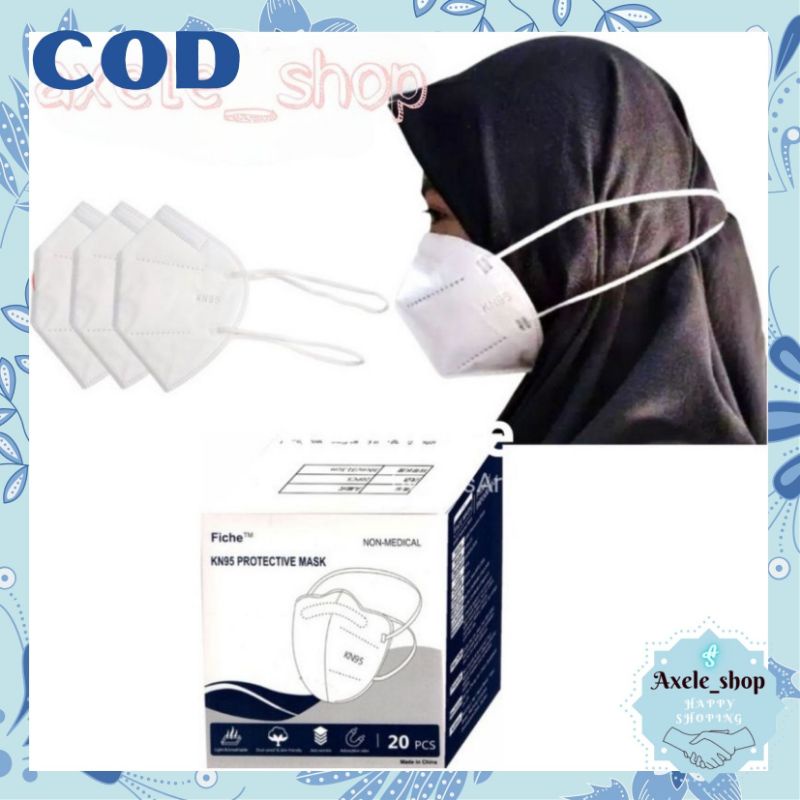(COD)MASKER KN95 HIJAB WARNA PUTIH 5PLAY