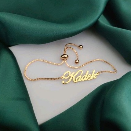 Gelang Tangan model Serut Ukir nama warna titanium antikarat