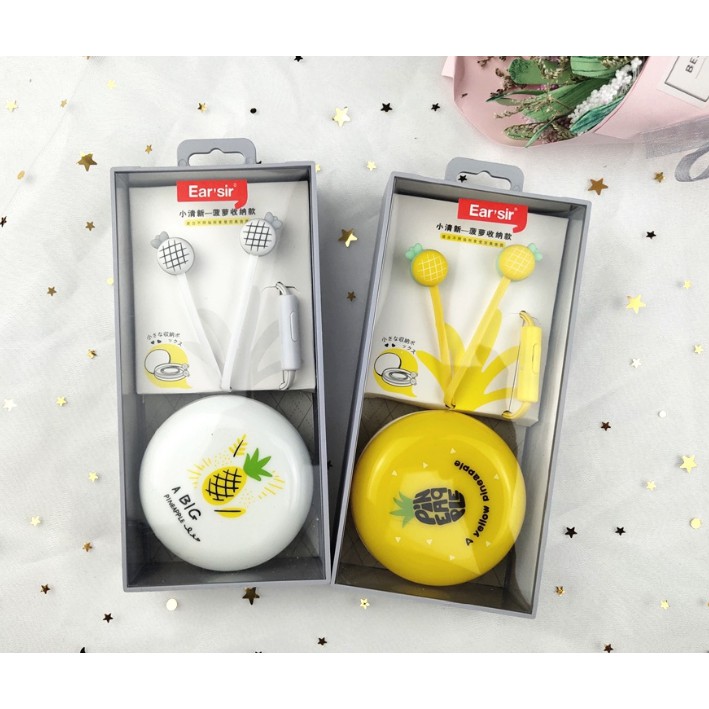 [E-105A] Headset Earphone Motif Gambar Buah NANAS / Wadah Earphone Headset Gambar PINEAPPLE NANAS