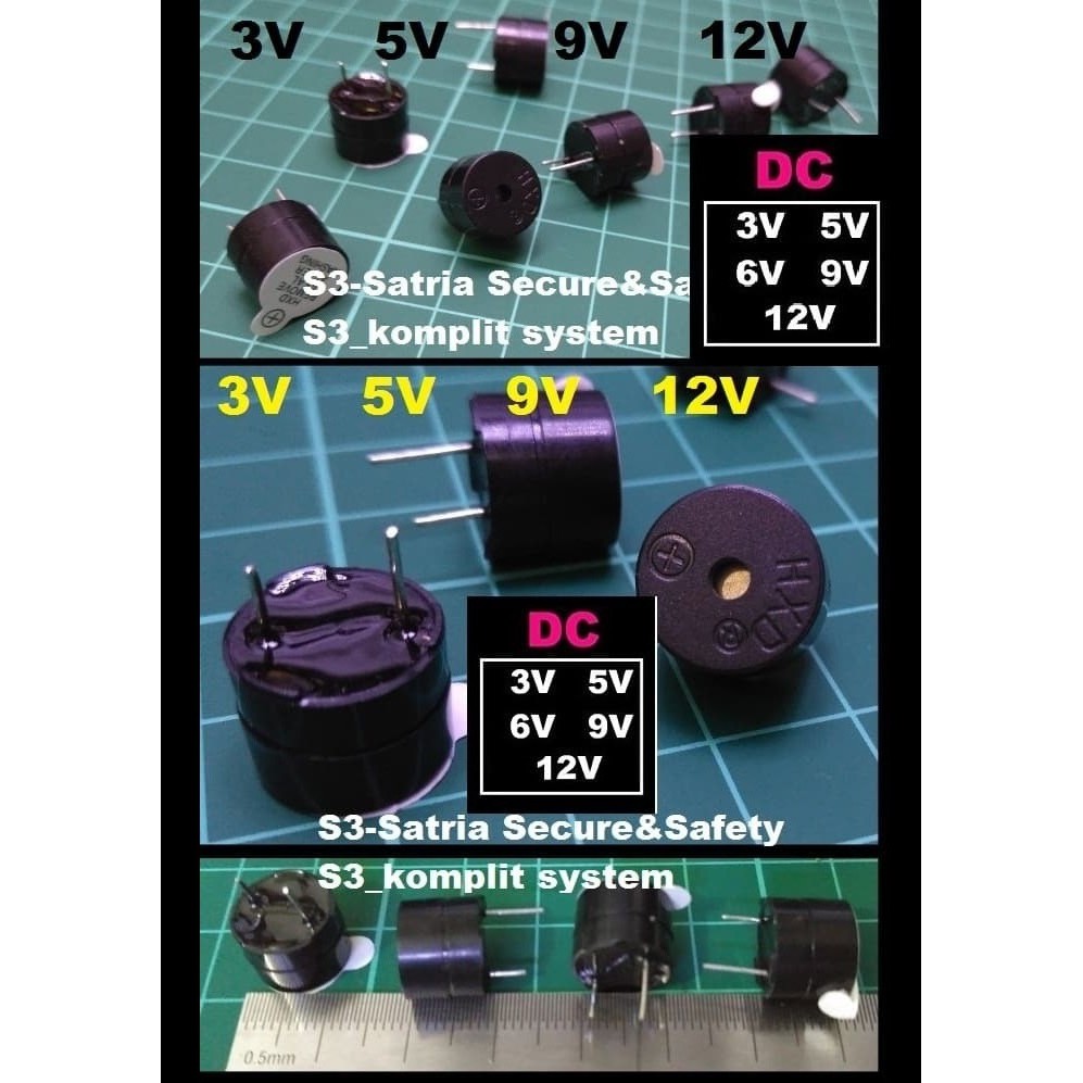 Buzzer 3-12v umum Universal suara Sound panjang tak putus Buzer 3v 5v 6v 8v 9v 12v