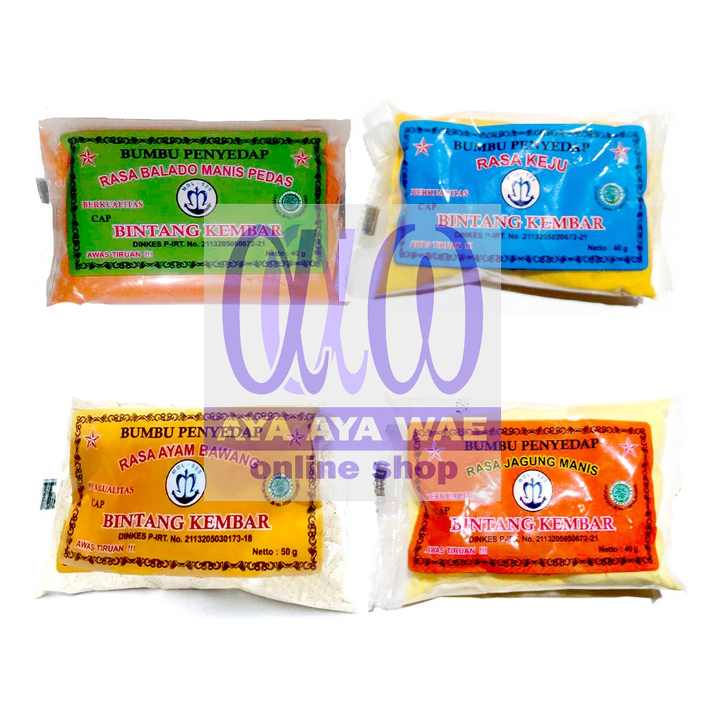 

50g Bintang Kembar Bumbu Tabur 50 g Rasa Ayam Bawang 40 g Balado