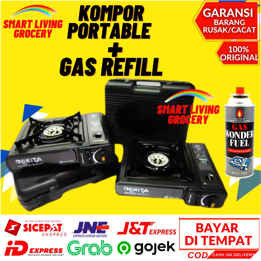 KOMPOR GAS PORTABLE NIKITA 2 IN 1 Kompor Portable LPG Perlengkapan Rumah Dapur