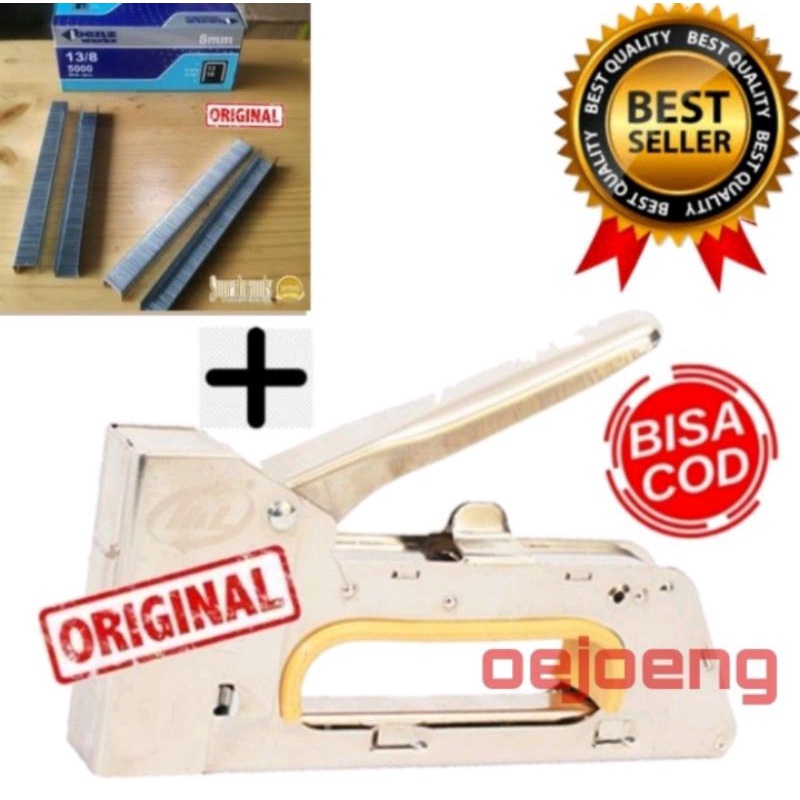 

Stapler Tembak Cekrekan Pengokot Hekter Gun Tacker Staples Sofa & Jok - Gun Tacker