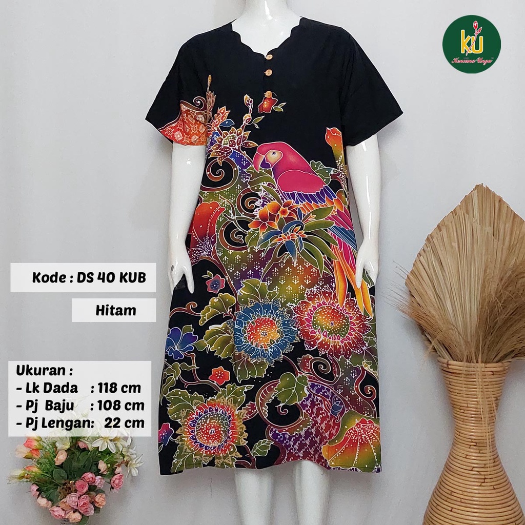 COD DS40 KUB | Daster Batik Kencana Ungu Asli Label Biru Ukuran Jumbo | Baju Santai Tidur Wanita Dewasa Kancing Depan Busui Friendly Motif Terbaru-4