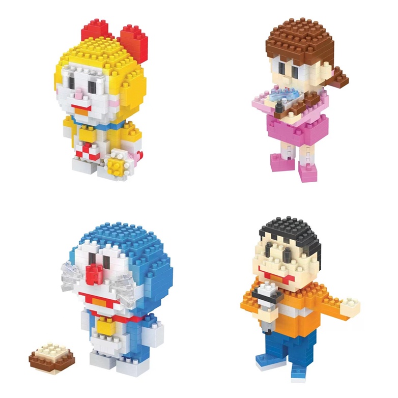 Mainan Puzzle Susun Blok Model Lego Bentuk Tinkerbell Nobita Shizuka Fat Tiger Untuk Anak DIY