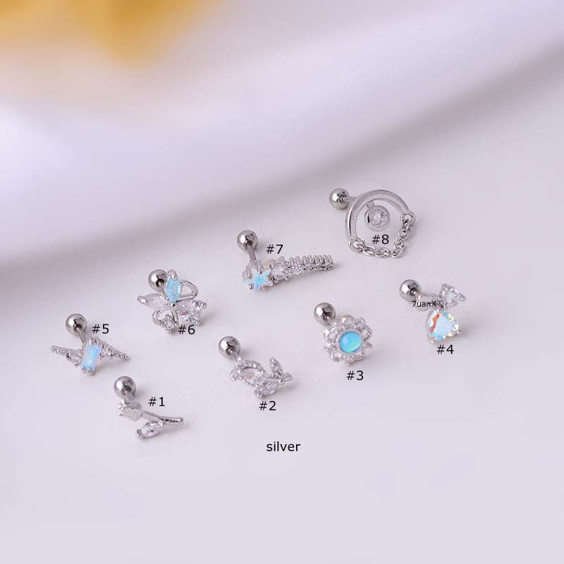 1pc Anting Tusuk Bentuk Bunga Mawar Bahan Stainless Steel 2022 20gauge