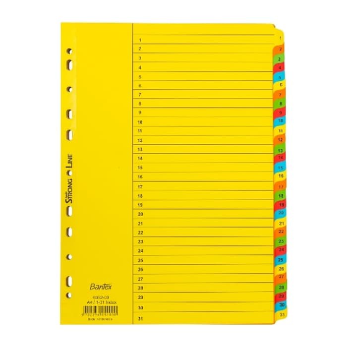 

Bantex Cardboard Divider & Indexes A4 Size - 31 Pages (1-31) #6052
