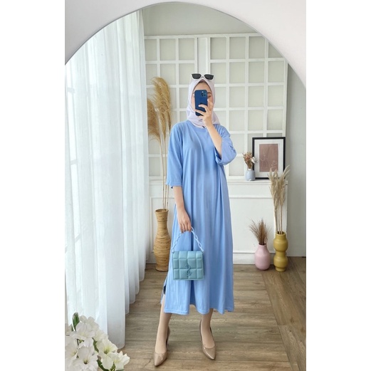 MENDY DRESS BASIC OVERSIZED PANJANG LONG KAOS DRESS TSHIRT POLOS KATUN KAOS TUNIK SIMPLE KOREAN