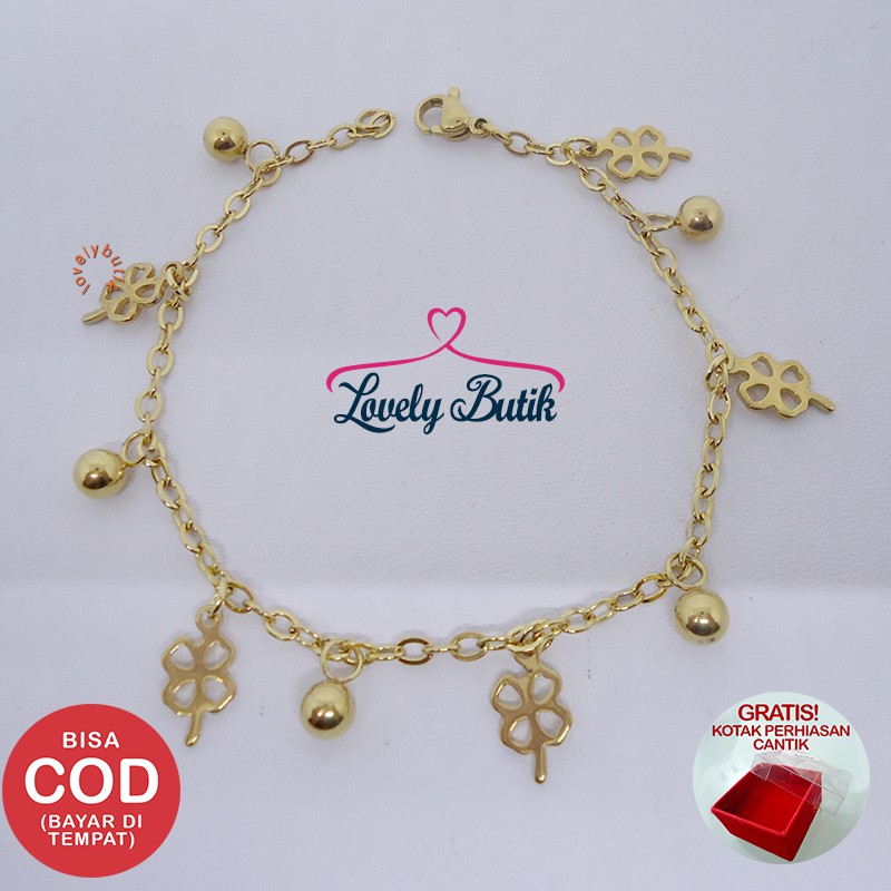 LovelyButik -  Clover Gelang Tangan Titanium Gold - GOLD