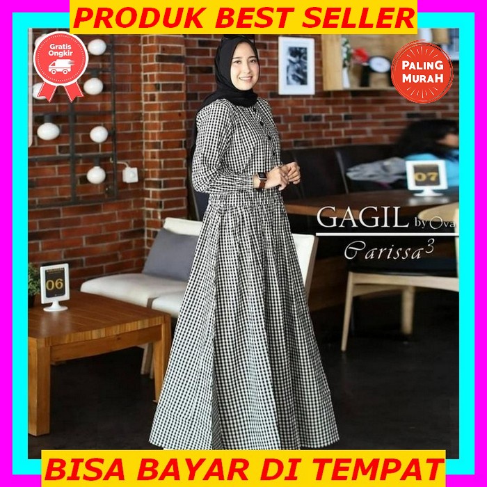 Gamis Terbaru 2022 Termurah Tartan Dress Gamis Remaja Dewasa Kekinian Korean Style Busui Friendl Ter