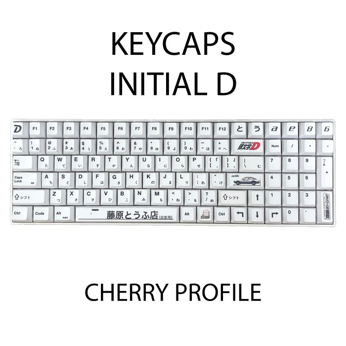 KEYCAPS INITIAL D WHITE CHERRY PROFILE SUBLIM MECHANICAL KEYBOARD