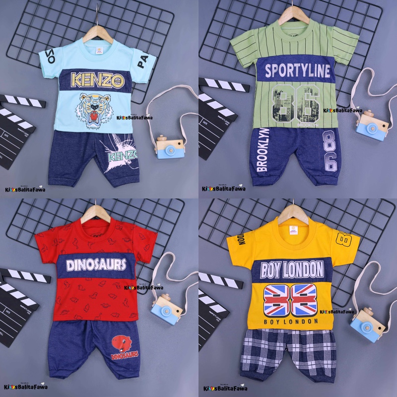 Setelan Baby DILAN uk 3-24 Bulan / Export Class Karakter Set Kaos Bayi Celana Laki Baju Anak Cowok