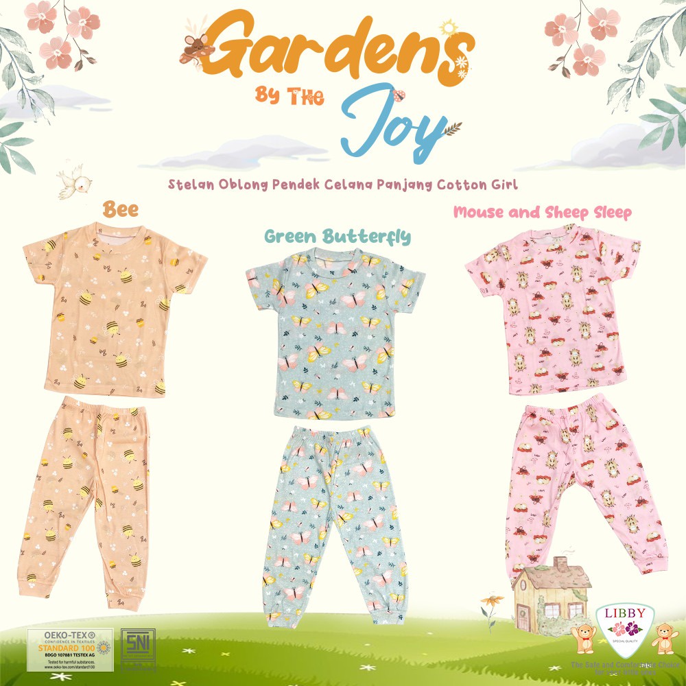 Libby Garden by the Joy | Setelan Bj Pendek + Cln Panjang Cotton| Girl