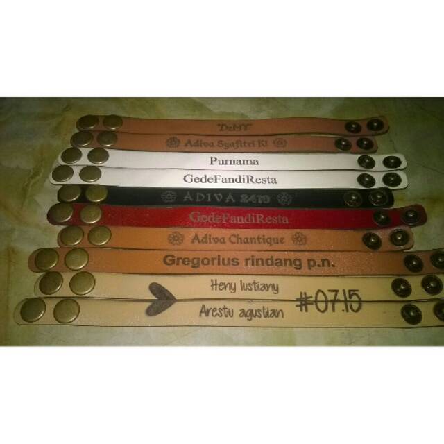 Gelang Kulit  Asli Custom Nama - Couple