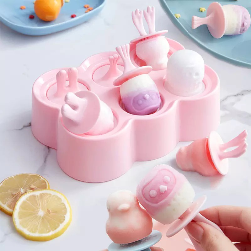 JMT-Alat Cetakan Es Krim  6 Slot Lucu Es Loli DIY Es Batu Bulat Bola Ice Ball Maker Silicone