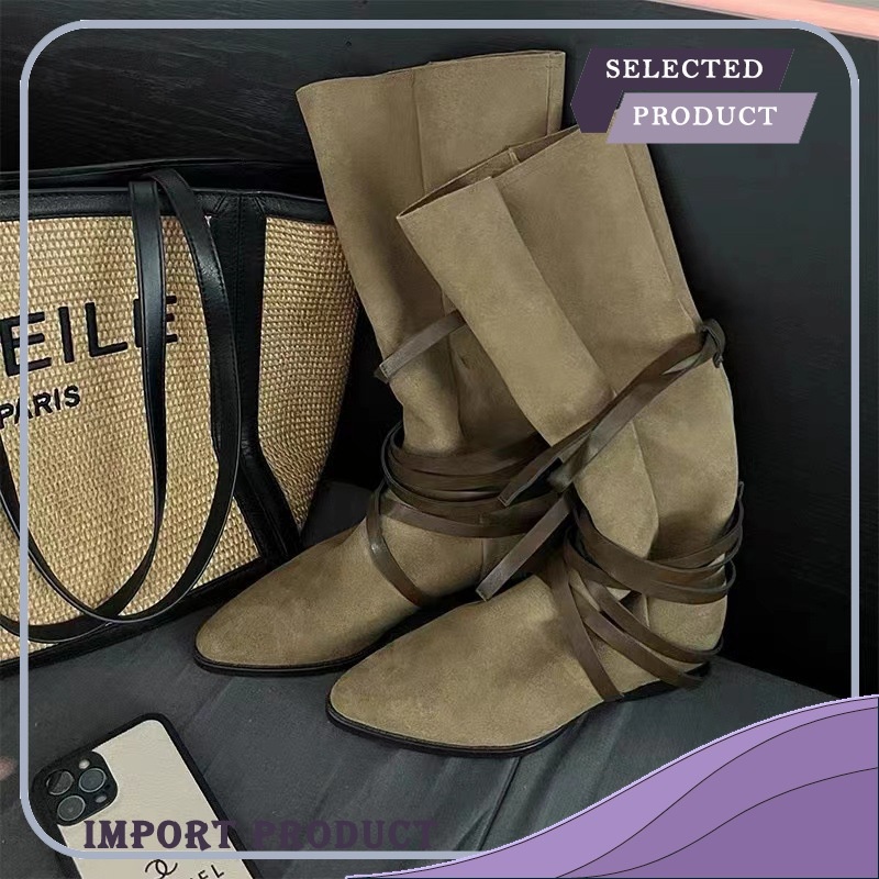 Sepatu Boot Wanita Knight Sepatu:   New Jalur at Koboi Sepatu, Tunjuk Rendah Tumit, Tinggi Tabung, L