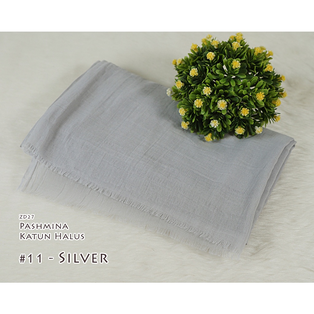 Pashmina Polos Katun Halus - CINDY by Luulu Scarf-#11 - Silver