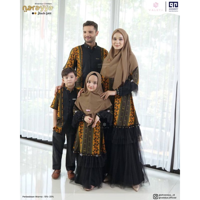 FAMILY SET NARAYYA SERIES ORI AHZARAYY X VALDYA/BLACK GOLD/KOKO COUPLE AYAH ANAK/GAMIS COUPLE PREMIU