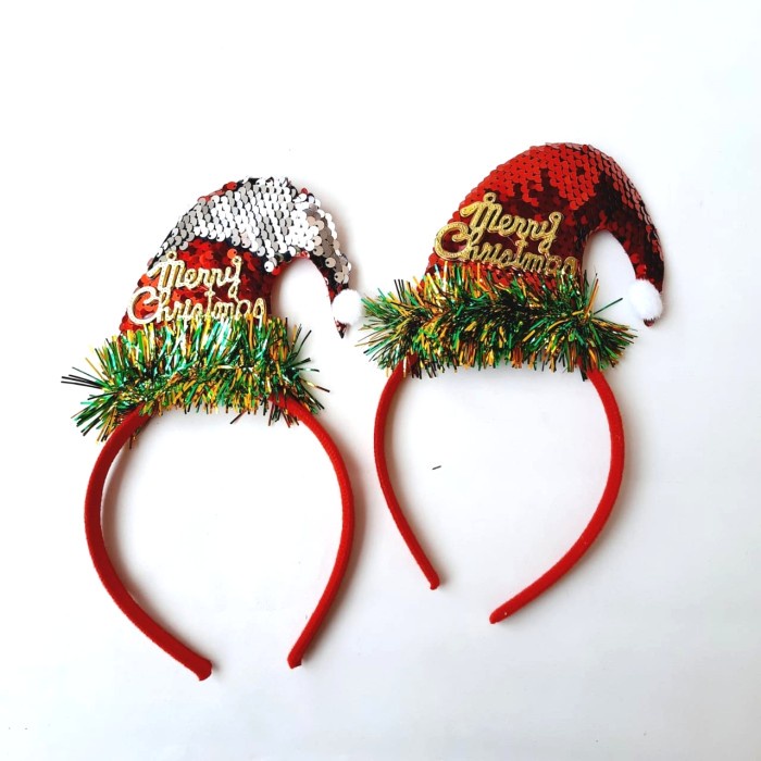 Bando Natal Premium Topi Santa Elf Sequin Kado Kostum Cosplay Murah GROSIR