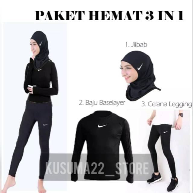 stelan baselayer cewek olahraga 3 in 1 / Running olahraga gowes renang futsal voli cewek