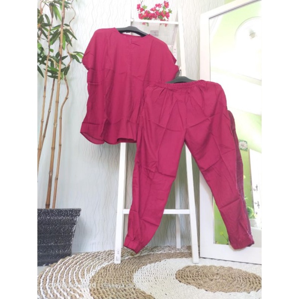 Pajamas pendek celana  joger | pajamas wanita | pajamas bahan rayon | Baju tidur wanita