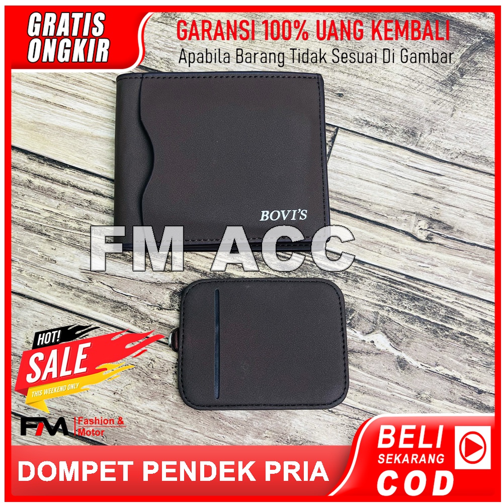 PROMO-Dompet Pria Pendek Model Lipat, Semi Kulit Sintentis