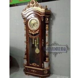 Jam lonceng lemari jam besar ukir kayu jati warna kombinasi