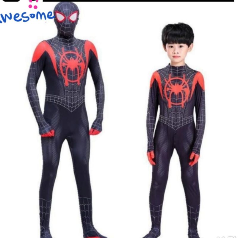 Kostum Spiderman  Anak dan Dewasa  Hitam  good ok