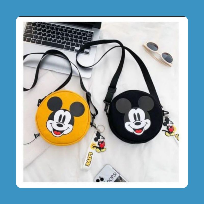 Tas Selempang anak Karakter Lucu Mickey Mouse Tas Anak Perempuan mini Sling bag Bulat EMOEMO