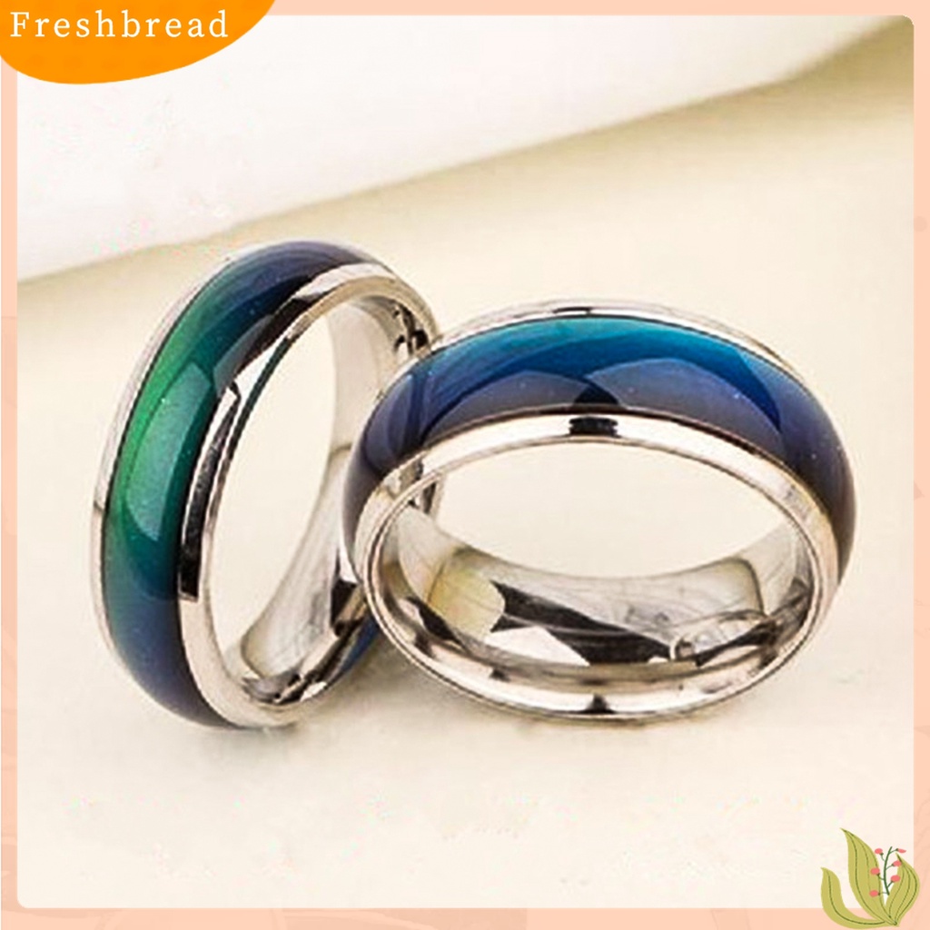 S14Pcsset Cincinmood Ring Berubah Warna Sesuai Temperatur Bahan Stainless Steel Untuk Pasangan