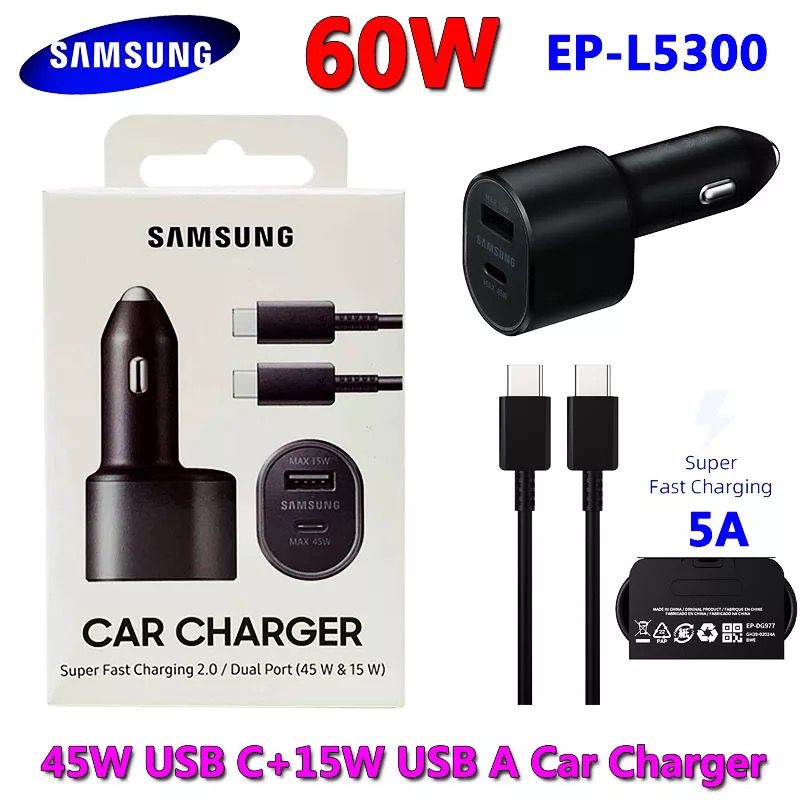 [RO ACC] CAR CHARGER MOBIL PD SAMSUNG SUPER FAST CHARGING 60W DUAL USB