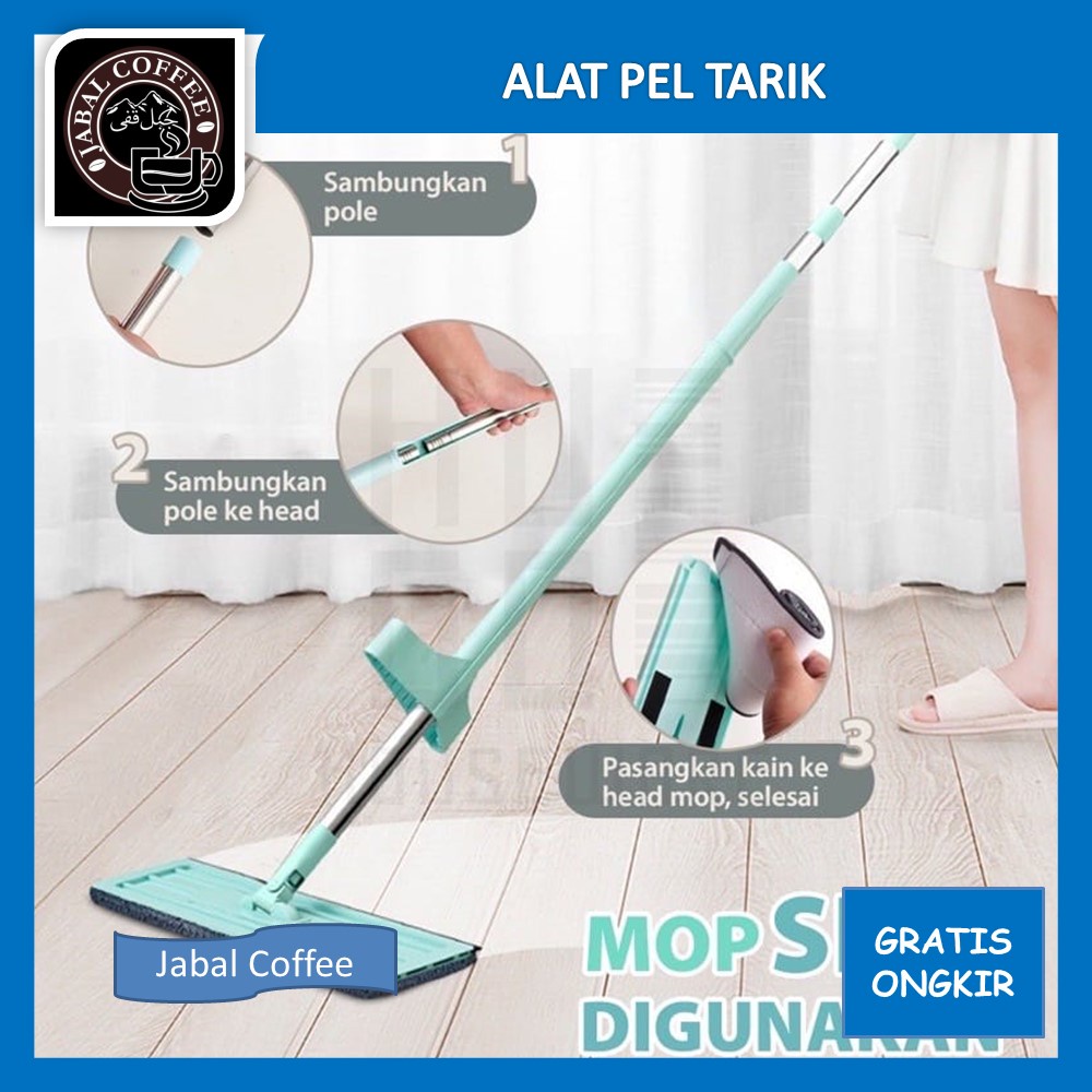 Flat Mop Cleanze / Alat Pel Lantai Pel Tarik / Alat Pel Portable