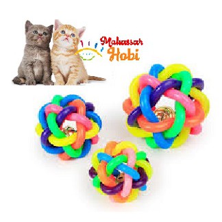 Mainan Kucing Bola Rubber Karet Isi Lonceng Size M