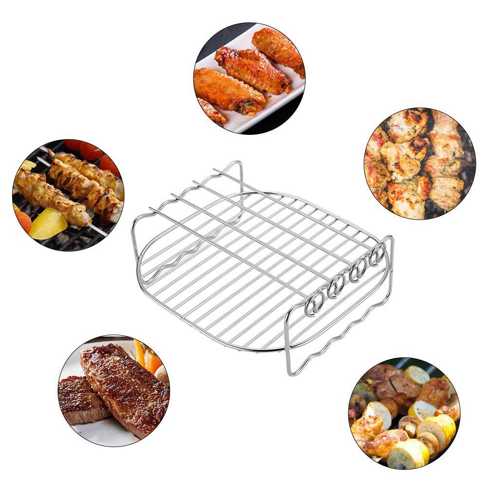 Top Air Fryer Rack Double-deck Stainless Steel Air Fryer Aksesoris Rak Panggangan