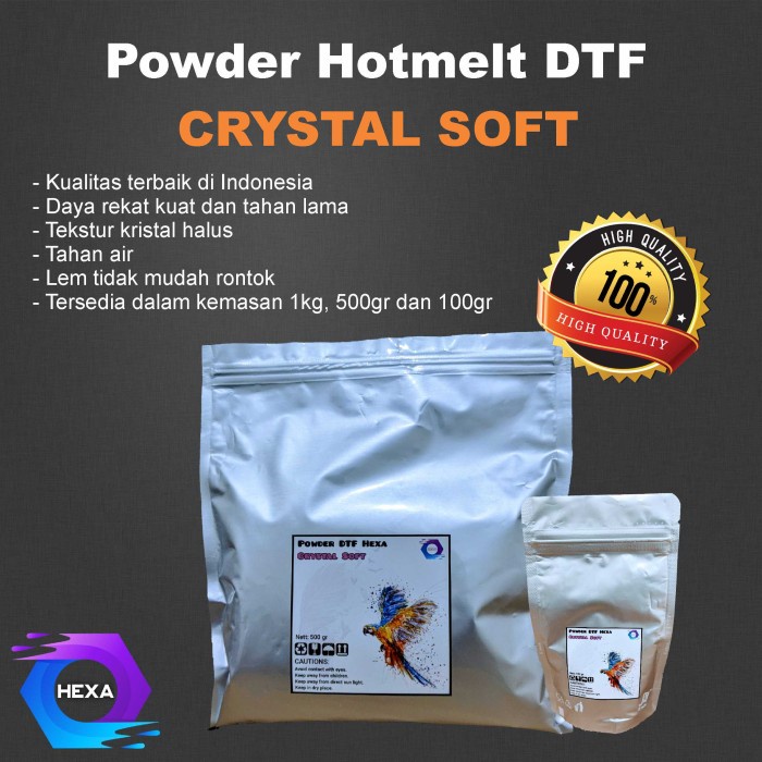 

Nikmati Bubuk Dtf / Serbuk Dtf / Powder Dtf Hotmelt Crystal Soft Hexa 1Kg Trendi