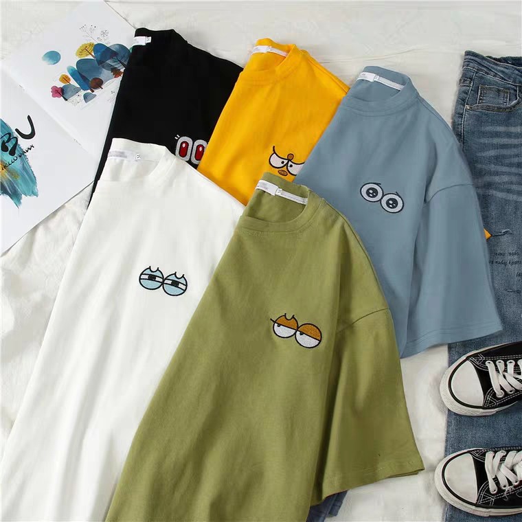 Oversize Tee Tshirt Model Longgar Untuk Wanita Motif Muka Bordir