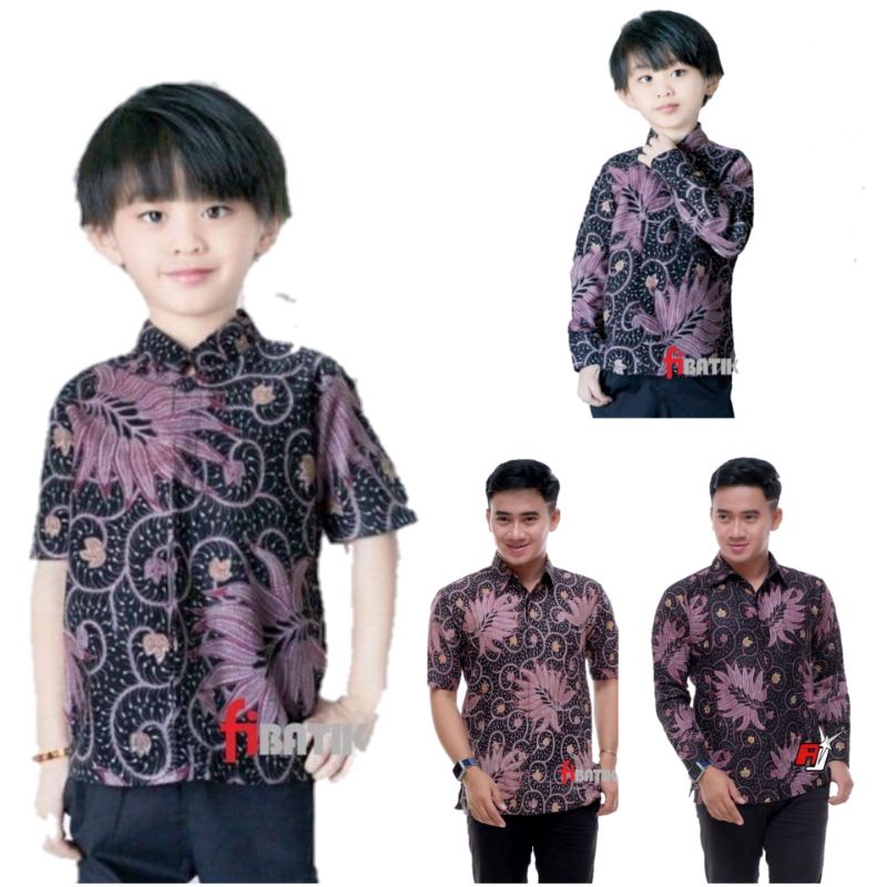 Terbaru Couple sweet || couple batik ayah dan Batik anak cowok BATIK UNGU Batik Terbaru MAZKA BATIK