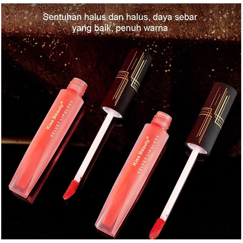 Kiss Beauty Velvet Matte Lipstik Hydrating Moisturizing Waterproof Liptint Long Lasting Lip Glaze