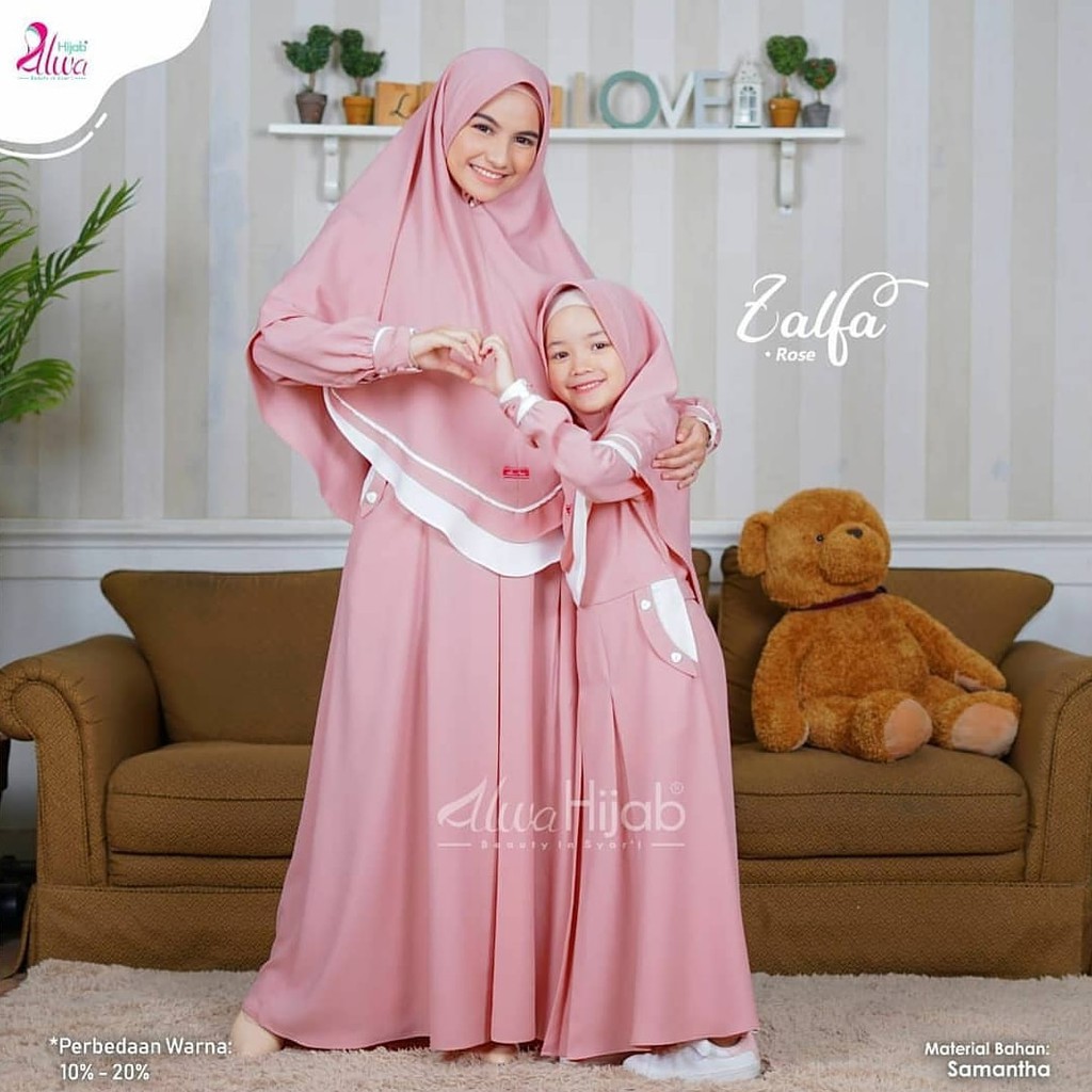 ZALFA COUPLE Bahan Mosscrepe Mix Katun Gamis Couple Model Terbaru Fashionable + Kemeja Pria