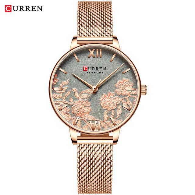 CURREN 9065S Jam Tangan Wanita Analog Stainless Steel Motif Vintage WATCHKITE WKOS