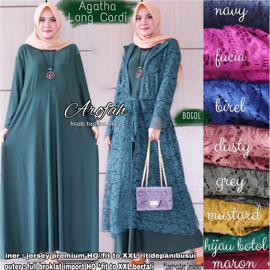 realpict agatha maxy long party dress muslim wanita pesta maxi brokat brukat gamis panjang arofah