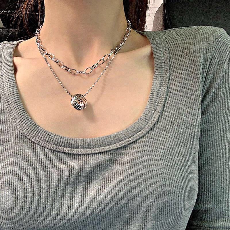 Kalung Rantai Choker Bentuk Hati Kupu-Kupu Warna Silver Untuk Wanita