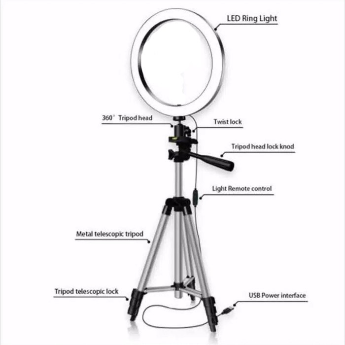 Trend-Ringlight 16 cm Plus Tripod FREE Holder Handphone