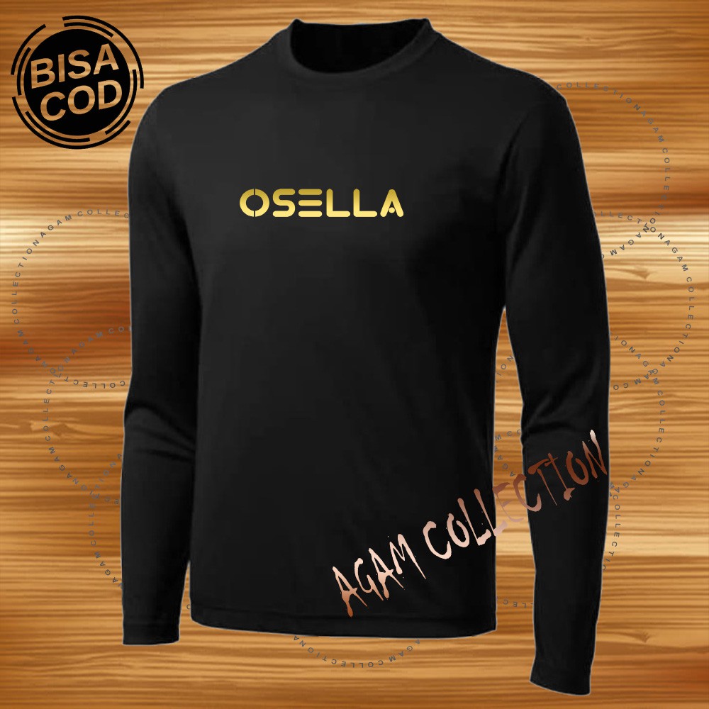 Agam Collection Baju Kaos Distro Osela Text Gold Lengan Panjang Premium Quality