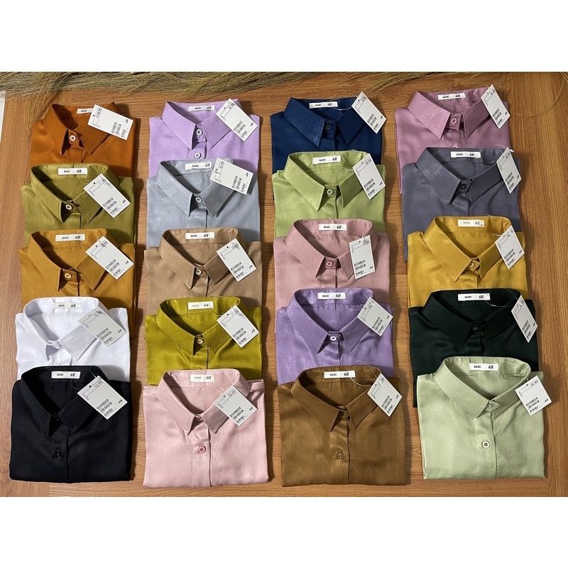 KEMEJA WANITA H&M BASIC POLOS BANYAK WARNA