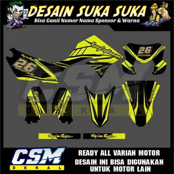 228 DEKAL DECAL MOTOR KLX NEW DTRACKER 2016  STIKER STICKER STRIPING BODY kuning gold
