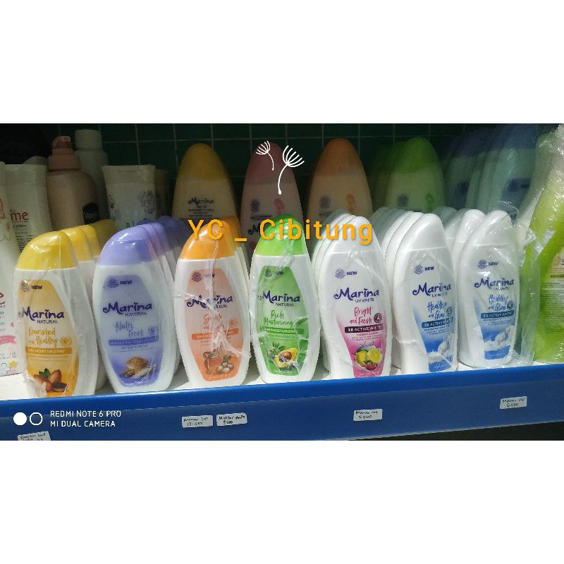 COD Marina Hand &amp; Body Lotion 92/95/100 ml Natural Honey Almond Avocado UV White Hydra Bright Mulberry Lemon Glow Handbody Hijau Ungu Pink Orange Kuning Biru