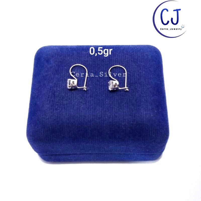 Anting Perak Asli Silver 925 Lapis Emas Putih Model Desi 0,5 Gram Ukuran Anak - Perhiasan Perak Anak